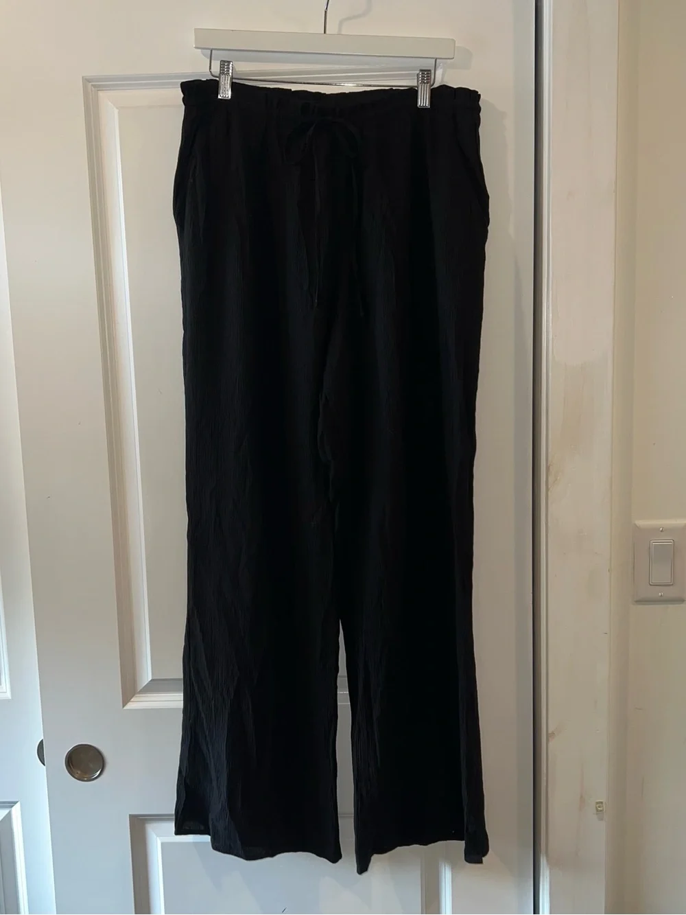 Zara Black Linen Drawstring Pants